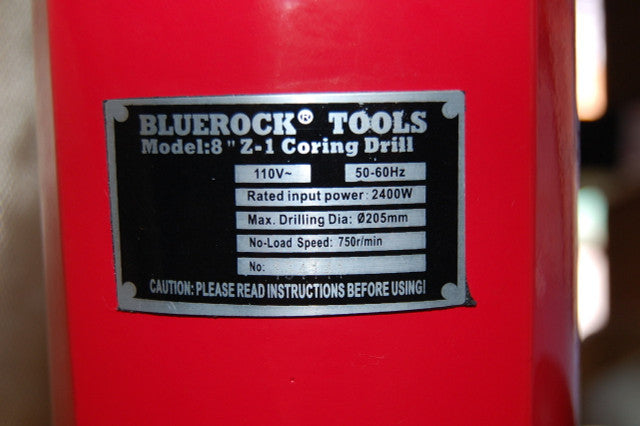 BLUEROCK 8Z1 Concrete Core Drill w/ Stand & 1"- 8" Diamond WET Coring Bit Set - PACKAGE DEAL