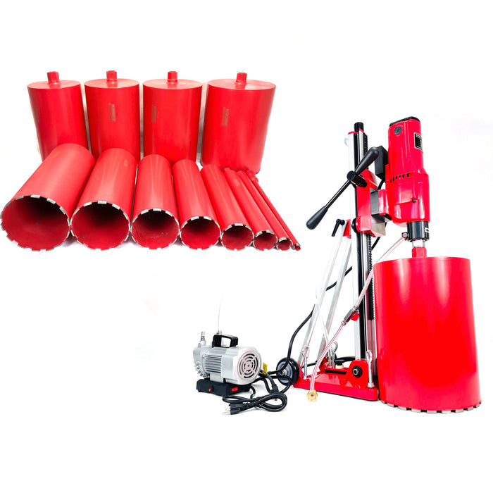 BLUEROCK 12Z1 T/S Concrete Core Drill, Vacuum Pump, 1"-12" Wet Bit Set PACKAGE DEAL