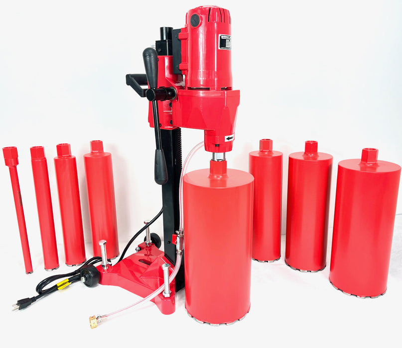 BLUEROCK 8Z1RB Concrete Core Drill w/ Rolling Base & 1"- 8" Diamond WET Coring Bit Set - PACKAGE DEAL