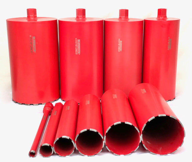 BLUEROCK 1" - 10" Diamond Wet Coring Bit Set For Concrete Core Drill - PACKAGE DEAL