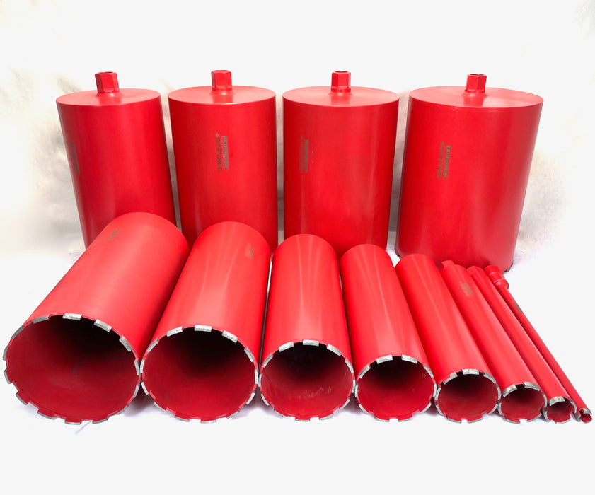 BLUEROCK 1" - 12" Diamond Wet Coring Bit Set For Concrete Core Drill - PACKAGE DEAL