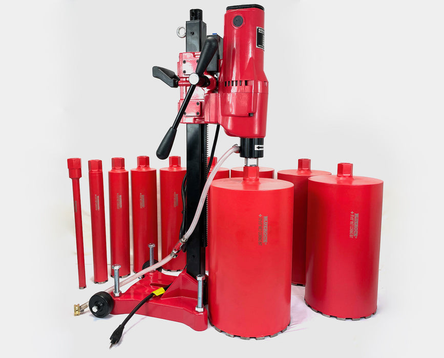 BLUEROCK 10Z1RB Concrete Core Drill w/ Stand & Rolling Base + 1"-10" Bit Set - PACKAGE DEAL